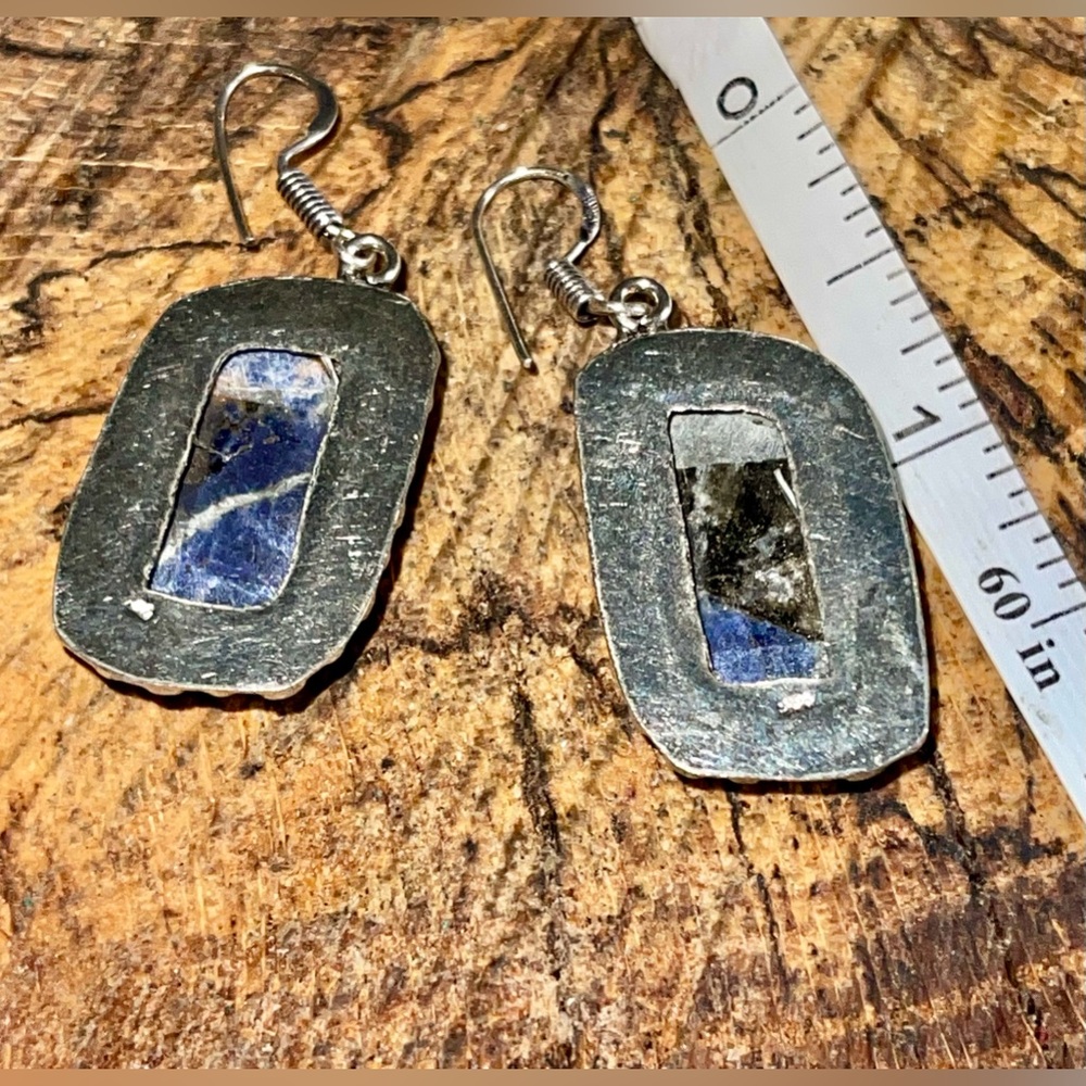 Navy Sodalite with Pyrite Earrings 1 1/2” - Picture 10 of 11